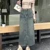 Saia Jeans Retro Americana de Cintura Alta para Mulheres, Novo Estilo de Verão, Tamanho Plus, Cobre o Quadril, Emagrecimento, Fenda nas Costas, Comprimento Médio, Corte A