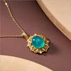 Collar con colgante ovalado de piedra Tianhe natural de jade con patrón hueco bañado en plata 925, cadena para clavícula, para mujer