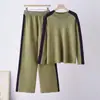 Conjunto de Suéter con Cuello Medio Transfronterizo Estilo Europeo y Americano Otoño e Invierno 2026 Bloques de Color Patchwork Pantalones de Pierna Ancha Tejido de Moda Conjunto de Dos Piezas