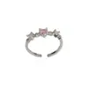 Anillo Abierto con Zirconia Rosa en Forma de Corazón, Anillo de Pareja, Anillo Abierto, Lujo Ligero, Diseño Simple y Único, Anillo Súper Brillante