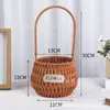 Bolso Tejido a Mano Cesta Bolso de Mano Souvenir Almacenamiento de Bolsos Paja Mimbre Cesta de Ratán Cesta de Imitación de Ratán Cesta de Flores de Mimbre