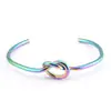 Fornecimento Direto da Fábrica aço inoxidável moda combina com tudo minimalista nó de amor abertura ajustável pulseira pulseira joias atacado