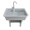 Fregadero de lavandería de piedra de cuarzo para balcón, lavabo doméstico con tabla de lavar de mármol integrada, fregadero de lavandería para patio exterior