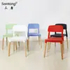 Silla Wit Personalizada Santang Simple Nórdica Madera Plástico Ocio Negociación Silla de Entrenamiento Plástico Madera Maciza Cafetería Silla de Comedor