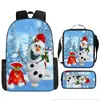 Venta caliente europea y americana Mochila de Navidad Mochila con impresión digital 3D Bolso Estuche para lápices Set de tres piezas