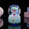 Bolsa de la Fortuna Creativa Gato de la Suerte Bola de Cristal Pequeña con Luz Adorno de Decoración para Escritorio del Hogar Regalo de Cumpleaños para Niños y Niñas