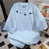 Camiseta de Algodão Puro com Design de Nicho, Pesada, Manga Curta, Feminina, Retro Americano, Verão 2024, Nova, Solta, Casual