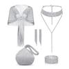 Bolso de Noche de Moda Transfronterizo Europeo y Americano, Pendientes y Pulseras Geométricos Brillantes Incrustados de Diamantes, Conjunto de Collar y Chal de Lujo Incrustado de Diamantes