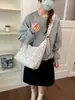 Nova bolsa de ombro estilo coreano com estampa de estrelas e flores 2026, grande capacidade, bolsa tote plissada, casual e versátil para uso diário e para ir ao trabalho