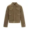 Chaqueta de Trabajo Corta Ancha Estilo Americano Khaki Marroquí 11Kn para Mujer, Corte Holgado, Adelgazante, Hombro Normal Corto Ancho Chaqueta Melard