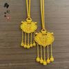 Tienda de oro con accesorios antiguos de oro DIY ahuecados seda incrustada disco imperial dragón y fénix borla candado bolsa al por mayor
