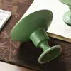 Pequeño quemador de incienso, soporte para incienso, quemador de aromaterapia, base de soporte para incienso de cerámica estilo chino, nuevo quemador de incienso redondo pequeño de cerámica verde-naranja con pie alto