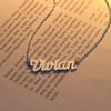 Collar de Clavícula Personalizado DIY Personalidad Plata de Ley 925 Letra China e Inglesa Nombre Colgante Coreano con Cara de Arena de Diamante
