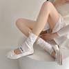 Set de Calcetines Apilados con Lazo para Mujer Primavera y Verano Caña Media Estilo Ballet Encaje Auricularia Lolita Largos Color Sólido Y2K Cubrepiernas