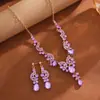 Conjunto de collar, pendientes y pulsera de joyería europea y americana, accesorios de boda nupcial de dos piezas de alta gama, suministro de comercio exterior transfronterizo
