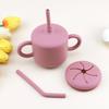 Vaso de Silicona para Niños de Grado Alimenticio Transfronterizo Bebé Aprende a Beber Vaso de Doble Asa Anticaída No se Deforma Vaso para Snacks