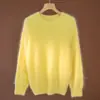 Suéter Feminino de Caxemira Outono/Inverno 2026 100% Caxemira Pura Gola Redonda Escovado Fashionável Versátil Pulôver Solto Top Quente