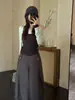 Camiseta Manga Longa Feminina Tendência Dongdaemun Coreano Outono Inverno Novo Estilo Coreano Slim Fit Bloco de Cores Falsa Duas Peças Patchwork Uma Manga