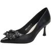 Novedad Primavera/Otoño 2026 Zapatos de Salón de Punta Fina con Pedrería de Corte Bajo para Mujer, Tacón Fino de Temperamento, Zapatos de Salón de Moda para el Trabajo