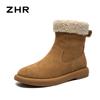 ZHR es unas botas de nieve cálidas, sencillas y de moda con forro polar, botas cortas, nuevas botas Joker de invierno 2024, botas de algodón, zapatos de mujer