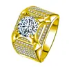 Jin Jiahua Luxo Completo em Diamante Edição Larga Anel de Cavalheiro Anel de Noivado de Diamante Imitação de Moissanita Anel de Diamante Brilhante Fogo Charmoso