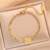 Pulsera Colgante de Acero Inoxidable para Comercio Exterior Transfronterizo, No se Desvanece, Lujo Ligero, Sensación de Alta Gama, Pulsera de Acero de Titanio Apilable, Joyería para Mujer