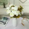 Peonía de 13 Cabezas Flor de Simulación Envuelta en Núcleo Europeo Flor de Peonía Hogar Boda Versión Mejorada Transfronteriza Rosa Occidental Flor Artificial