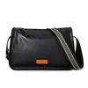 Produto popular do TikTok: Bolsa transversal masculina casual de couro genuíno de grande capacidade feita de couro curtido vegetal, bolsa de ombro de couro bovino de primeira camada para homens