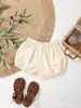 Estilo Nórdico Algodão Linho Fofo para Meninos Meninas Bloomers Versátil Nova Roupa Infantil Cor Sólida Respirável Cintura Elástica Shorts Lanterna
