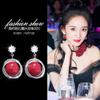 Pendientes Fuxi de estilo chino para mujer, con aguja de plata S925, nuevos pendientes festivos de flores rojas para bodas, pendientes dulces.