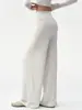 Conjunto de Yoga Feminino Manga Longa Calça Wide Leg com Cordão Cintura Alta Emagrecimento Secagem Rápida Respirável Roupas Fitness Femininas Roupa Esportiva Feminina