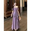 Vestido Tomara que Caia com Decote Cano para Mulheres, Novo Estilo de Verão, Tamanho Plus, Ligeiramente Cheinha, Emagrecedor, High-End, Elegante, Lindo Vestido Longo