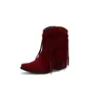 Botines Nuevos Otoño/Invierno 2026 con Borlas para Mujer Botas de Punta Cuadrada Color Sólido Casual Estilo Coreano Zapatos de Mujer Botas de Moda Clásicas Versátiles