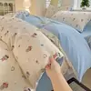 Juego de Cama de Cuatro Piezas Algodón Puro Nuevo Modelo 2026 Funda Nórdica 100% Algodón Sábana Plana Sábana Ajustable Ropa de Cama Dormitorio Estudiante Juego de Tres Piezas
