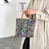 Bolso de Mano Grande de Tela Estampada Nuevo para Mujer, Bolso Tote Versátil Estilo Coreano, Bolsa de Tela para Lonchera de Lona para el Trabajo y los Viajes