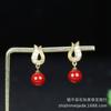 Pendientes Exquisitos con Incrustaciones de Cinabrio al por Mayor para Fabricantes, Pendientes de Arena Mineral Cruda, Arena Púrpura Dorada con Diamantes, Pendientes de Imitación de Plata S925 en Stock
