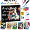 Gato Colorido 72 Cores Ponta Dupla Duas Cores Marcadores Acrílicos DIY Grafite Ponta Macia Não Desbota Empilháveis Canetas de Contorno Coloridas
