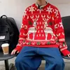 Suéter de Natal Fair Isle para Homens, Estilo Retro Japonês, Marca de Moda Vintage Grossa, Malhas de Inverno Atacado