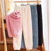 Pantalones de Pijama para Mujer Otoño e Invierno Coral Fleece con Forro Polar Engrosados para Chicas Curvy Pantalones Cálidos de Hada Brida talla grande Pantalones de Casa