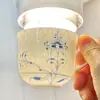 Juego de Taza y Platillo de Porcelana de Hueso Azul y Blanco Vintage con Diseño Floral, Patrón de Palmera, Tazas y Platillos Azules y Blancos para Juegos de Té de Hotel y Restaurante, Suministro Transfronterizo