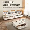 2026 Nuevo Modelo Mueble de TV de Madera Maciza Pura, Juego de Mesa de Café Simple Moderno, Estilo Crema, Blanco, Sala de Estar Minimalista a Gran Escala