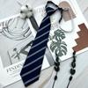 Corbata Jk con Corona Rayada para Mujer, Negra y Rosa, Sin Costura, Estilo Universitario, Corta Estilo Japonés, Camisa Café y Vino Tinto Sin Costura, Material Escolar Dk