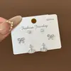 Set de Aretes Estilo Coreano Aguja de Plata Bañados en Oro Real para Mujer, Aretes Versátiles de Diseño Único con Borlas en Forma de Corazón y Accesorios de Perlas para Orejas