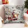 Fundas de Almohada Más Vendidas de Amazon Papá Noel Muñeco de Nieve Estampado Digital Fundas de Cojín para Sala de Estar Venta al por Mayor en Stock