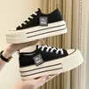 Zapatos de Lona Negros de Suela Gruesa para Mujer Primavera 2025 Nuevo Estilo Coreano Suela de Plataforma Zapatos Deportivos que Aumentan la Altura Tenis Casuales para Mujer