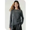 Suéter de cashmere com trama aberta estilo coreano, blusa de tricô estampada para mulheres, nova coleção outono/inverno, suéter de lã moderno e estiloso