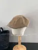 Ding Zouzou 2025 Novo Chapéu de Couro Marrom Retrô Britânico Boné Frontal Chapéu de Boina Literário de Outono para Mulheres Chapéu de Pintor