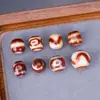 Cuentas Dzi Naturales Genuinas Estilo Tíbet, Ágata Roja Perlada Redondas para Collares, Colgantes, Pulseras DIY y Cuentas Espaciadoras al por Mayor