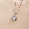 Nova Gargantilha Rotativa Pingente Redondo Moda Comércio Exterior Diamante Cristal Gargantilha Joia Zircônia Corrente para Clavícula Feminina