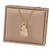 Nuevo collar de calabaza estilo chino imitación calcedonia con microincrustación completa de diamantes para mujer, exquisito y versátil, nueva cadena para clavícula ultrabrillante de lujo ligero
